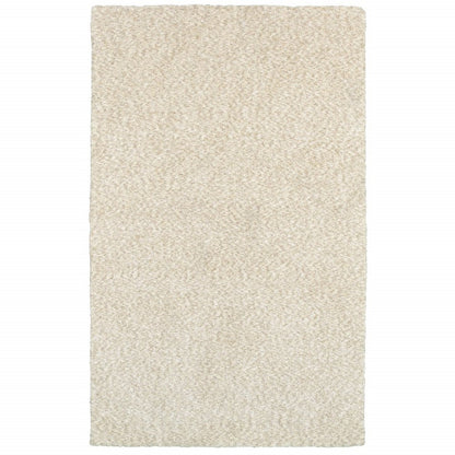 3' X 5' Ivory Shag Hand Tufted Area Rug