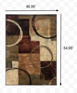 2' X 3' Brown And Black Abstract Geometric Scatter Rug