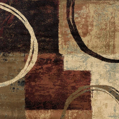 2' X 3' Brown And Black Abstract Geometric Scatter Rug