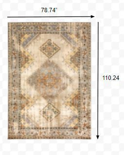 2' X 8' Gray And Beige Aztec Pattern Runner Rug