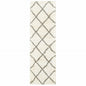 2' X 8' Ivory And Gray Geometric Lattice Runner Rug
