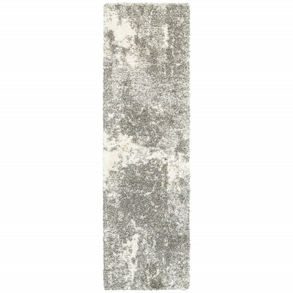 2' X 3' Gray And Ivory Distressed Abstract Scatter Rug