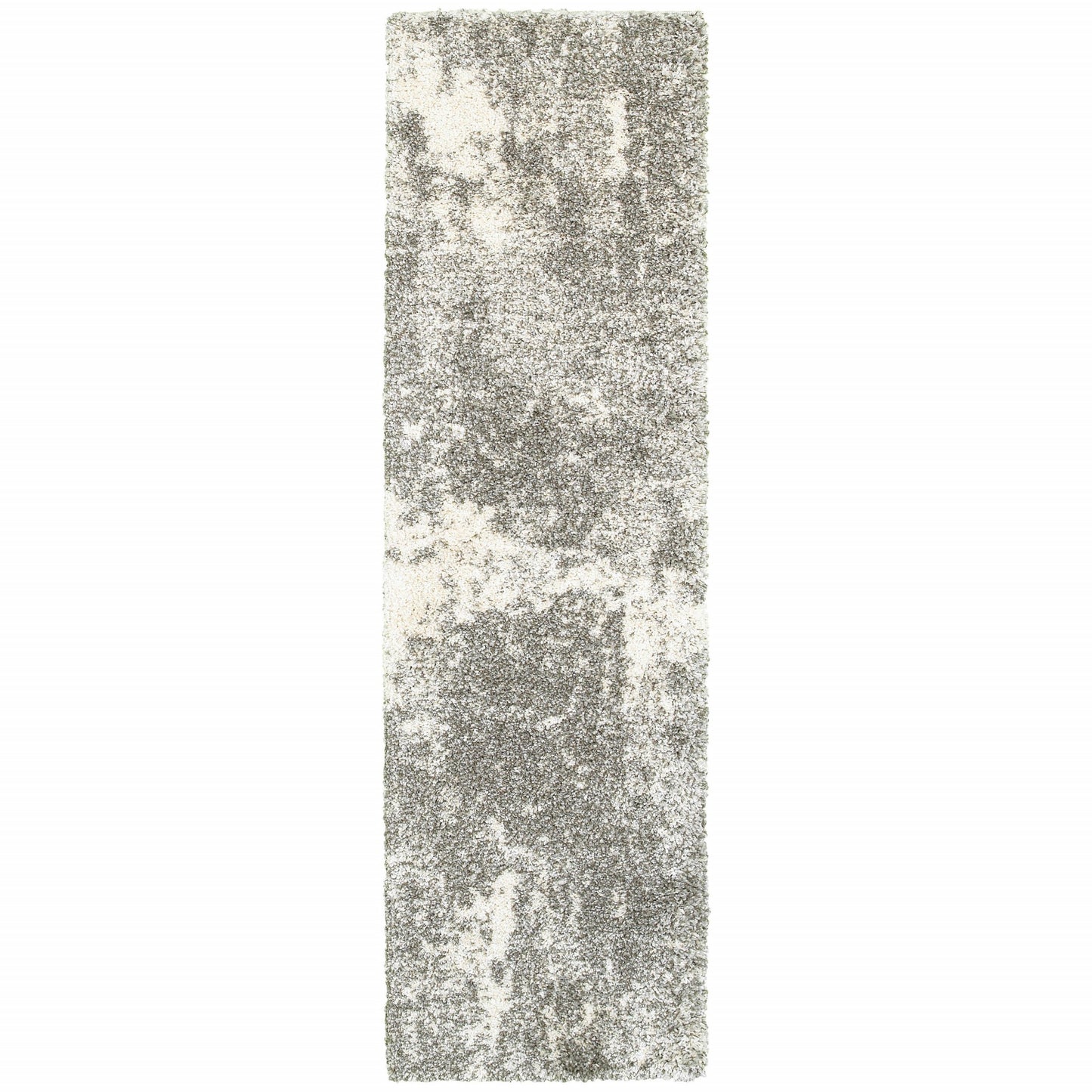 2' X 3' Gray And Ivory Distressed Abstract Scatter Rug