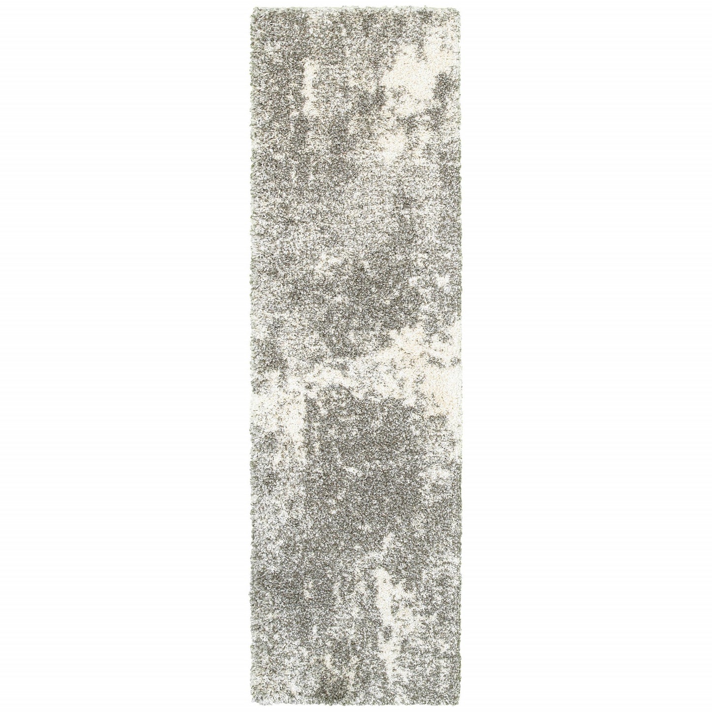 2' X 3' Gray And Ivory Distressed Abstract Scatter Rug