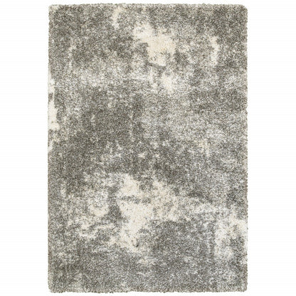 2' X 3' Gray And Ivory Distressed Abstract Scatter Rug