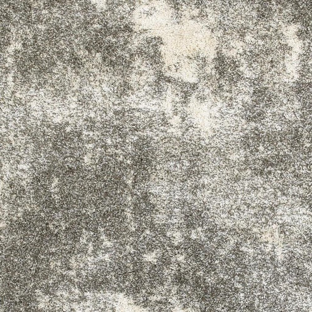 8' X 11' Gray And Ivory Distressed Abstract Area Rug