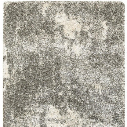 8' X 11' Gray And Ivory Distressed Abstract Area Rug