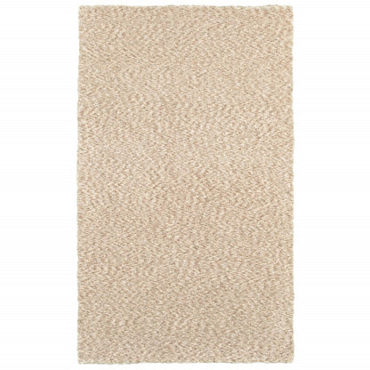 3' X 5' Beige Shag Hand Tufted Area Rug