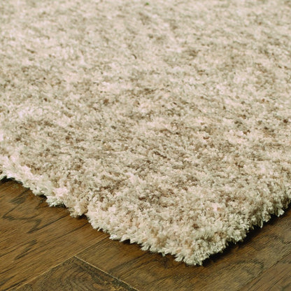 3' X 5' Beige Shag Hand Tufted Area Rug