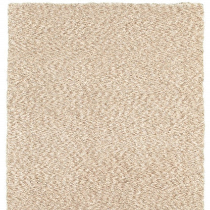 3' X 5' Beige Shag Hand Tufted Area Rug