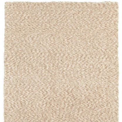 3' X 5' Beige Shag Hand Tufted Area Rug