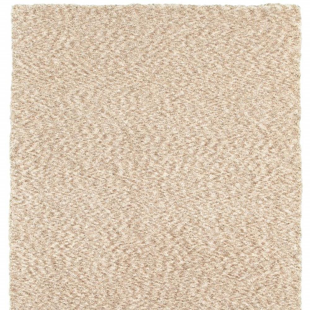 3' X 5' Beige Shag Hand Tufted Area Rug
