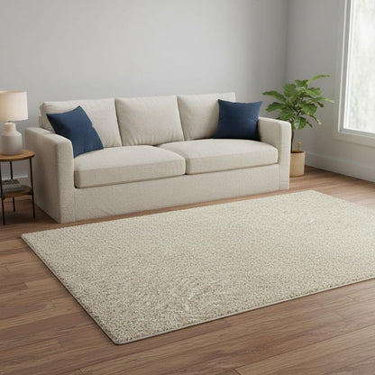 3' X 5' Ivory Shag Hand Tufted Area Rug