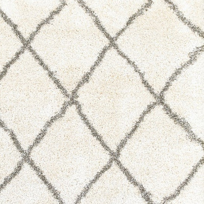 10' X 13' Ivory And Gray Geometric Lattice Area Rug