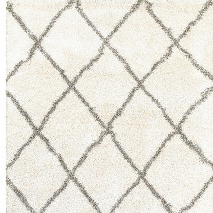 10' X 13' Ivory And Gray Geometric Lattice Area Rug