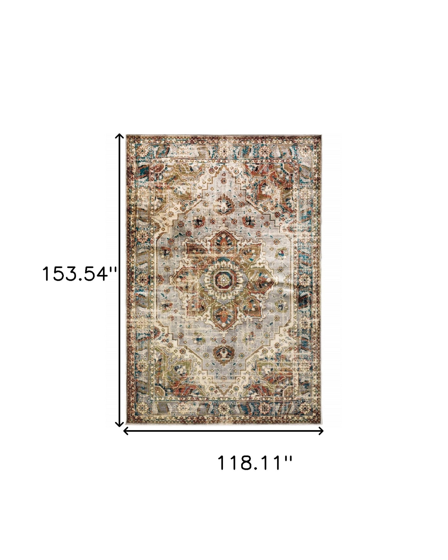 10' X 13' Gray And Rust Distressed Medallion Area Rug