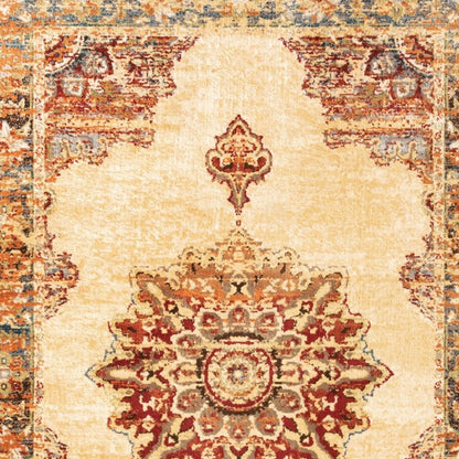 10' X 13' Gold And Orage Floral Medallionarea Rug