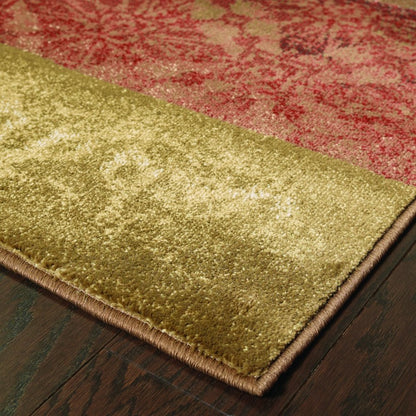 5' X 8' Beige And Brown Floral Block Pattern Area Rug