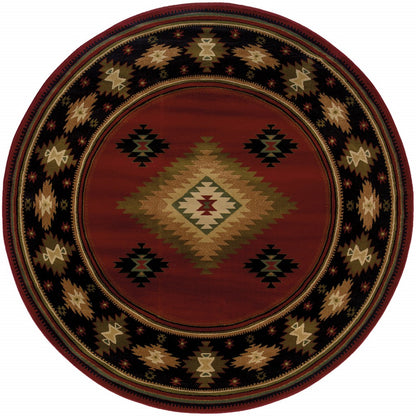 5' X 8' Red And Beige Ikat Pattern Area Rug