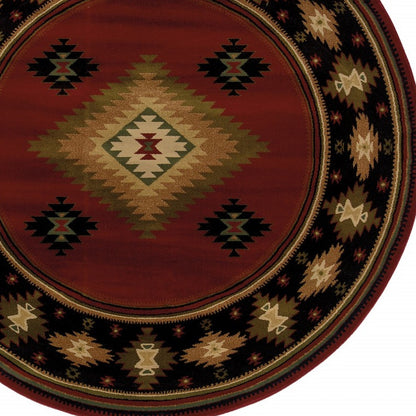 5' X 8' Red And Beige Ikat Pattern Area Rug