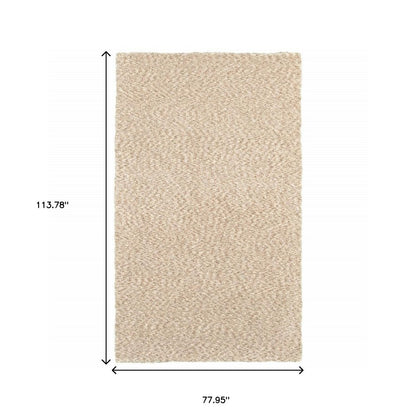 3' X 5' Beige Shag Hand Tufted Area Rug
