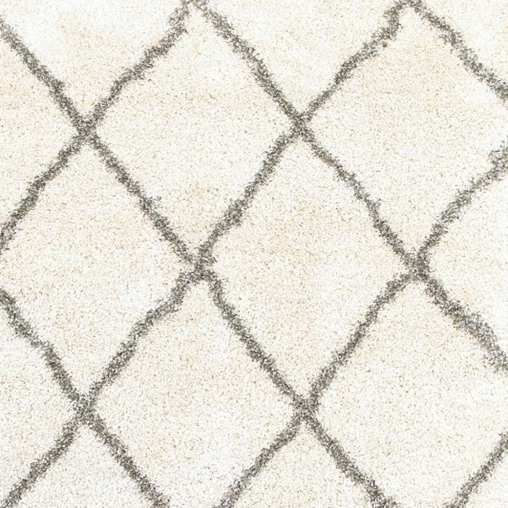 10' X 13' Ivory And Gray Geometric Lattice Area Rug