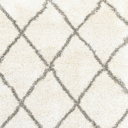 10' X 13' Ivory And Gray Geometric Lattice Area Rug