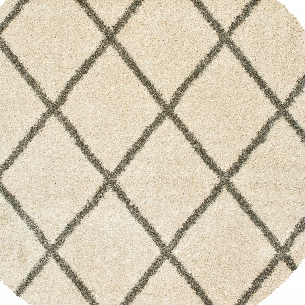 10' X 13' Ivory And Gray Geometric Lattice Area Rug