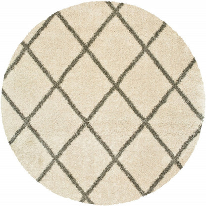 10' X 13' Ivory And Gray Geometric Lattice Area Rug