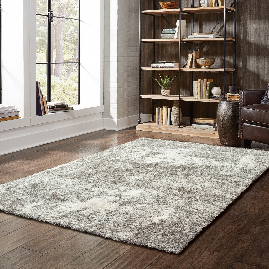 2' X 3' Gray And Ivory Distressed Abstract Scatter Rug