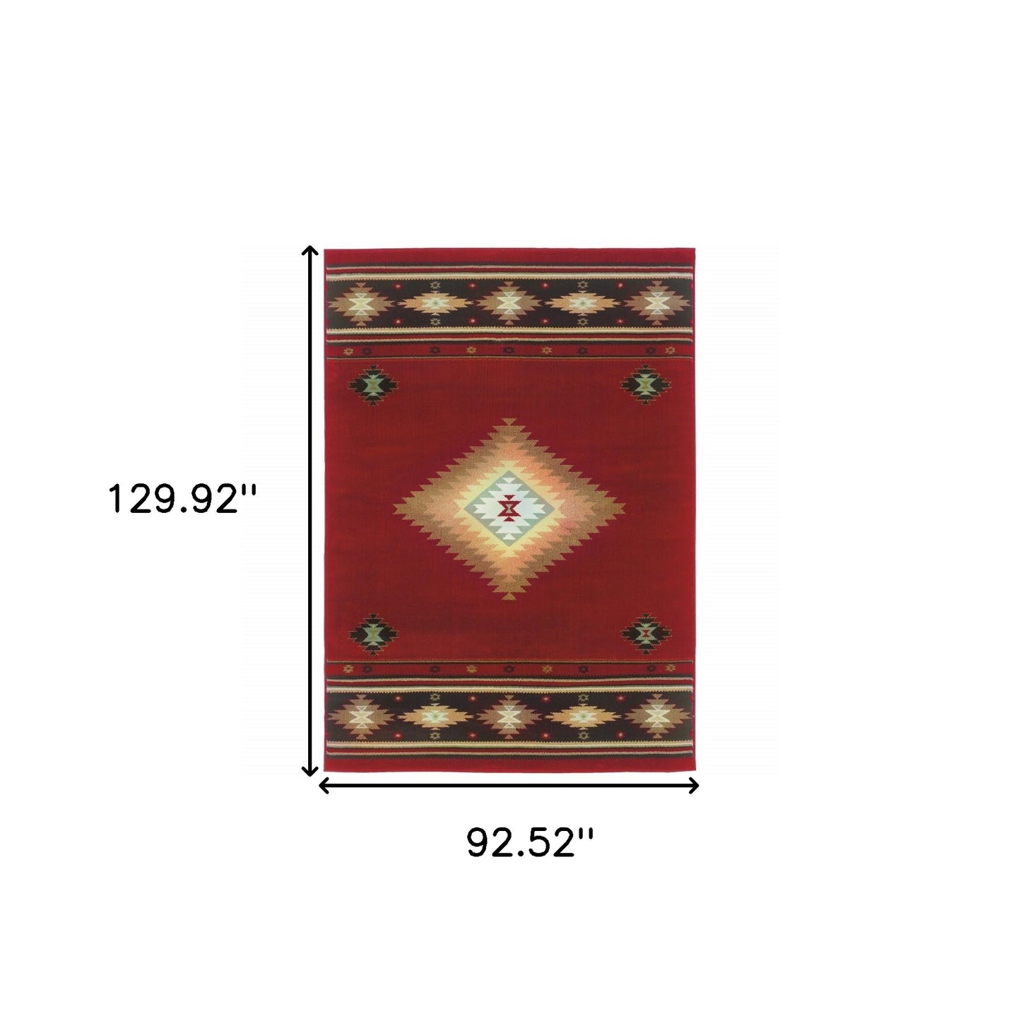 5' X 8' Red And Beige Ikat Pattern Area Rug