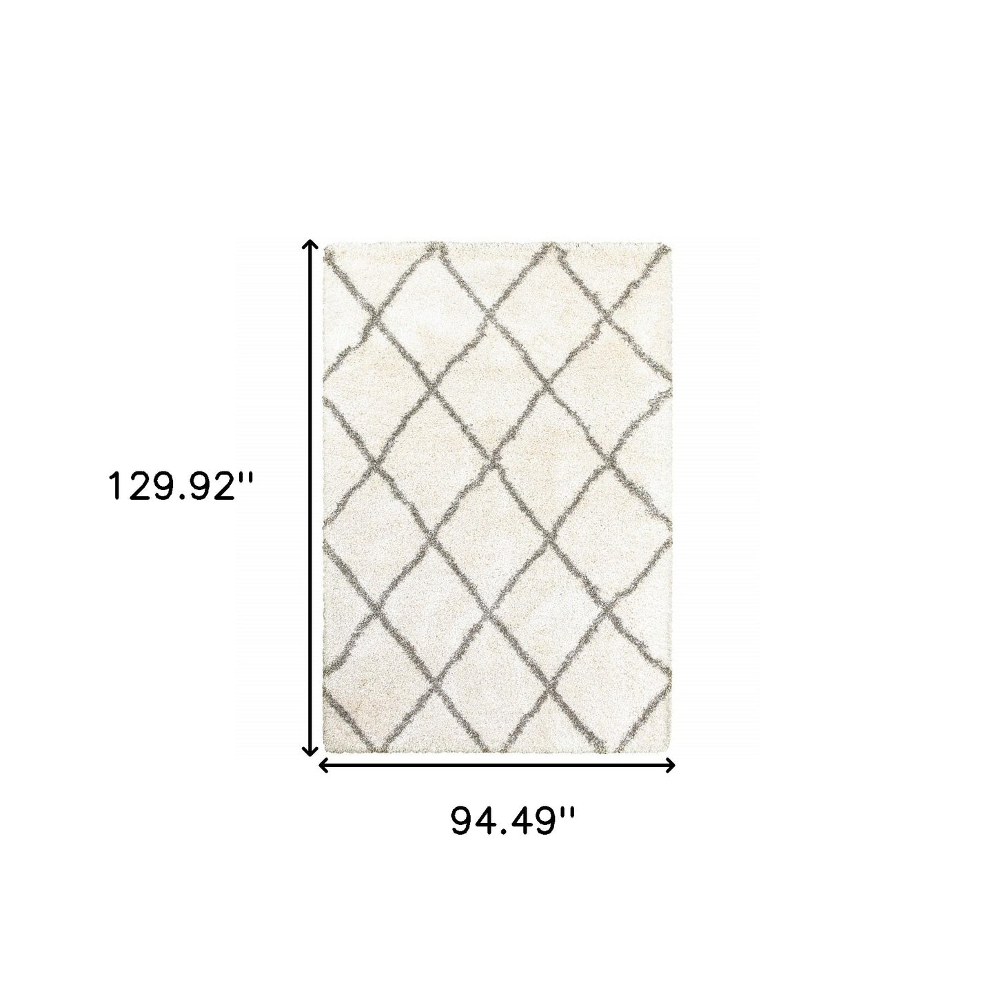 10' X 13' Ivory And Gray Geometric Lattice Area Rug