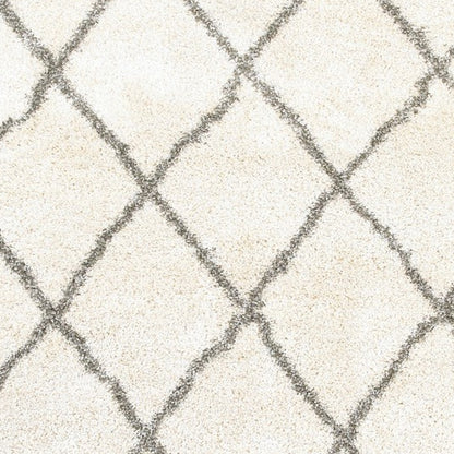 10' X 13' Ivory And Gray Geometric Lattice Area Rug