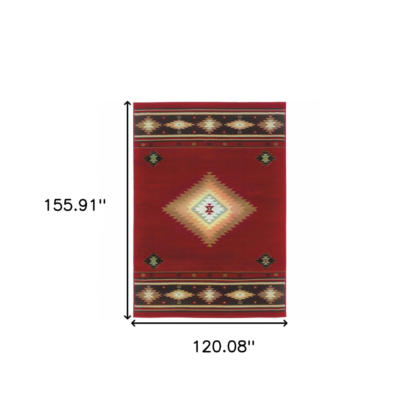 5' X 8' Red And Beige Ikat Pattern Area Rug