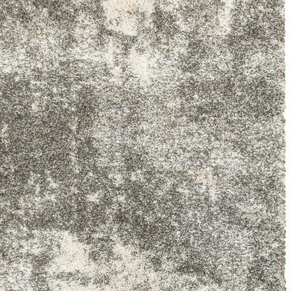 2' X 3' Gray And Ivory Distressed Abstract Scatter Rug