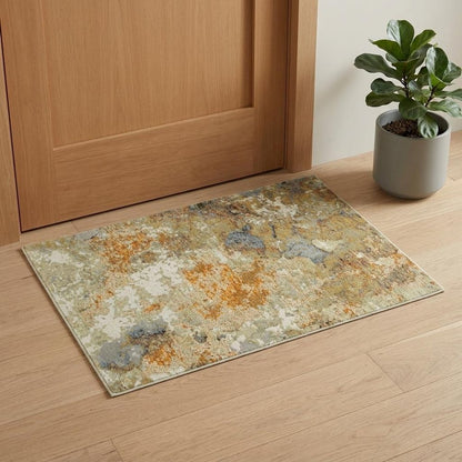 2' X 3' Gold and Ivory Power Loom Area Rug
