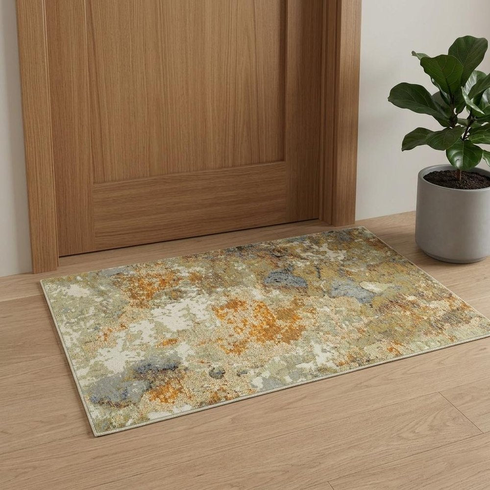 12' Gold And Ivory Runner Rug