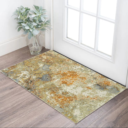 10' X 13' Beige Gold And Ivory Abstract Area Rug