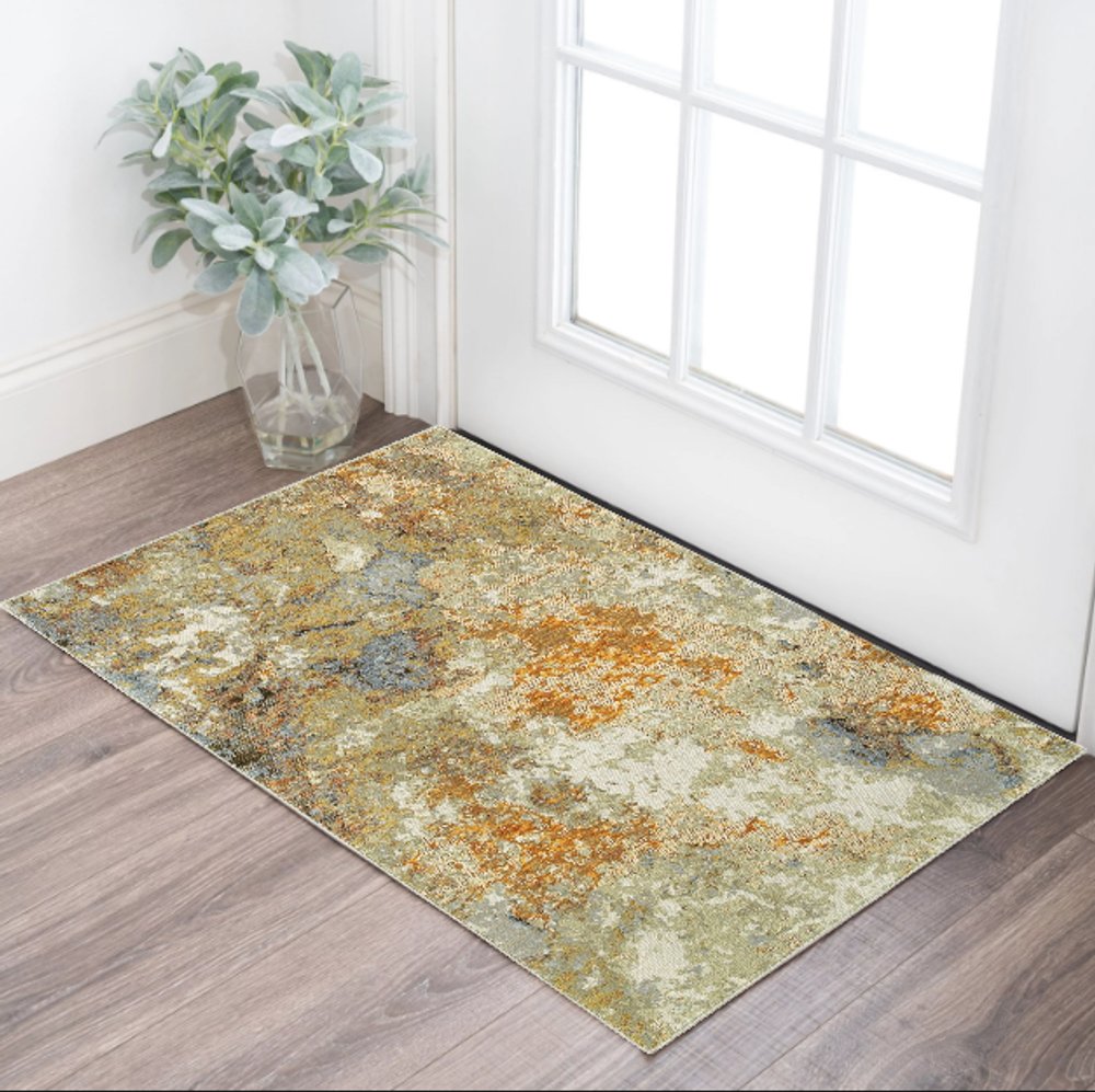 10' X 13' Beige Gold And Ivory Abstract Area Rug
