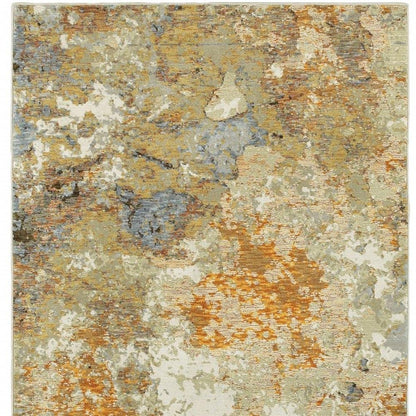 12' Gold And Ivory Runner Rug