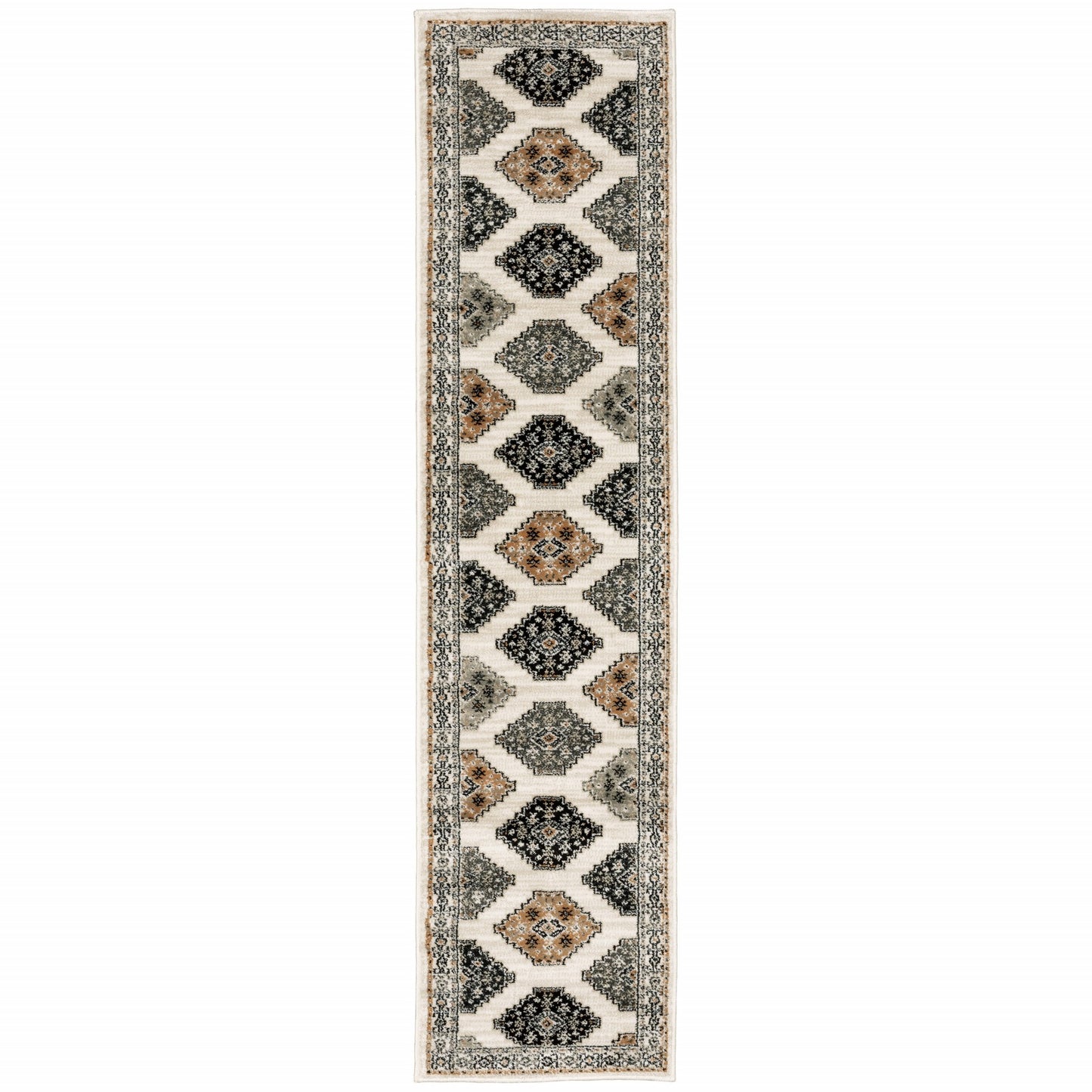 8’ X 10’ Abstract Ivory And Gray Geometric Indoor Area Rug