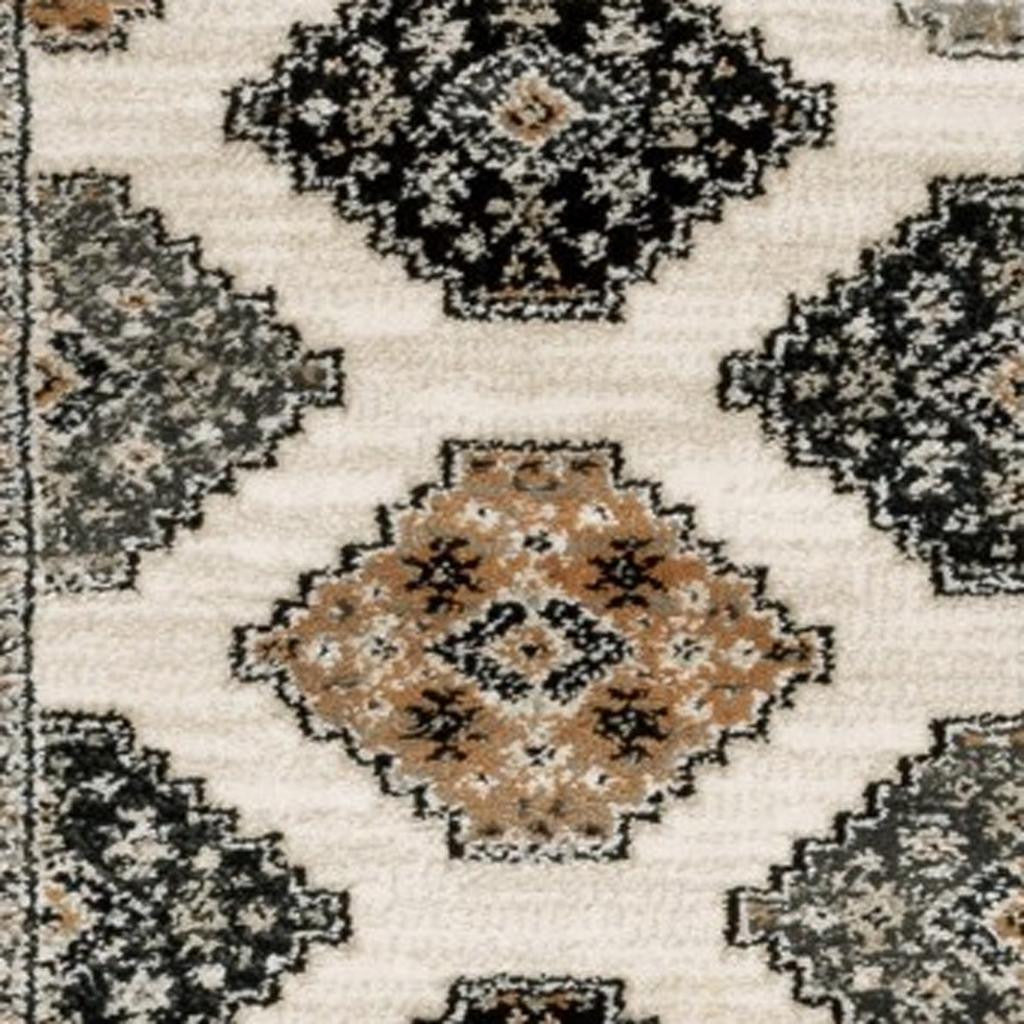 8' Orange And Ivory Runner Rug