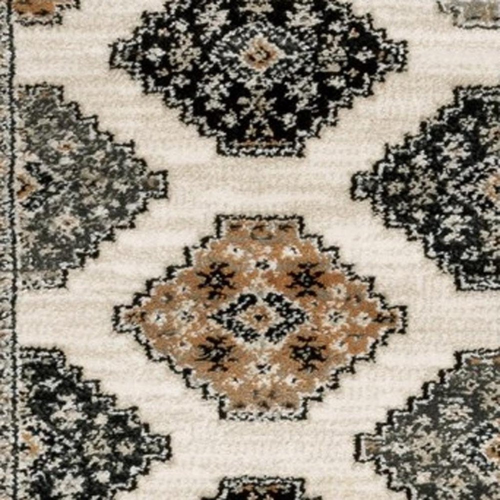 8' Orange And Ivory Runner Rug