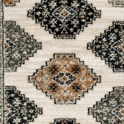 8' Orange And Ivory Runner Rug