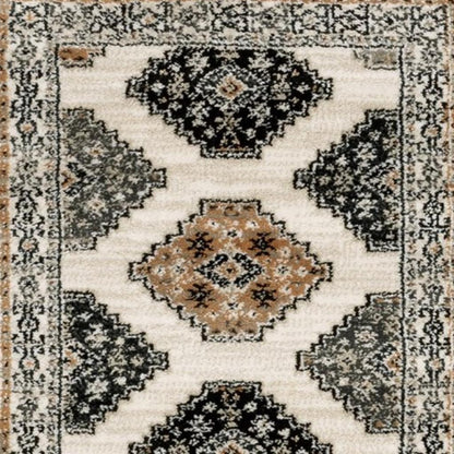 8' Orange And Ivory Runner Rug