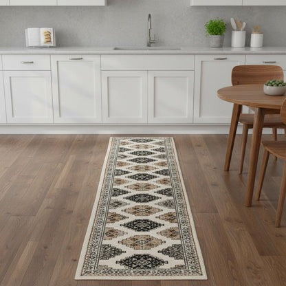8' Orange And Ivory Runner Rug