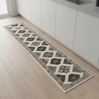 8' Orange And Ivory Runner Rug