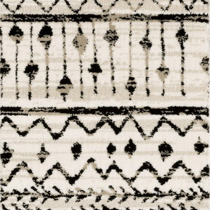 10' X 13' Ivory And Black Eclectic Patterns Indoor Area Rug