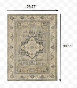 8' X 11' Beige And Gray Traditional Medallion Indoor Area Rug