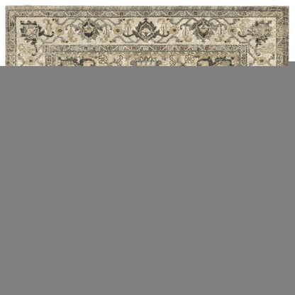 2' X 8' Beige And Gray Traditional Medallion Indoor Runner Rug